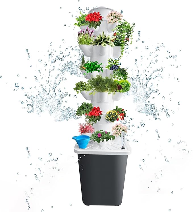 Hydroponic Growing Tower Vertical Planter Germination Kit Outdoor Indoor Vertical Garden Home Gardening for Indoor and Vegetabl
