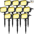 LOTMOS Solar Spot Lights Outdoor Waterproof IP67 10 Pack Landscape Spotlights with 72 LEDs3 Modes/ 2-in-1/Auto On/Off Solar Powered Flood Lights for Outside Garden Lawn Patio Driveway (Warm White)