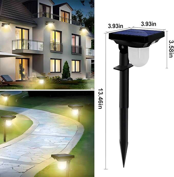 S NMT Solar Landscape Spotlight 4 Pack IP65 Waterproof Outdoor Garden Solar Powered Pathway Light Motion Sensor Path Lighting for Yard Patio Pathway