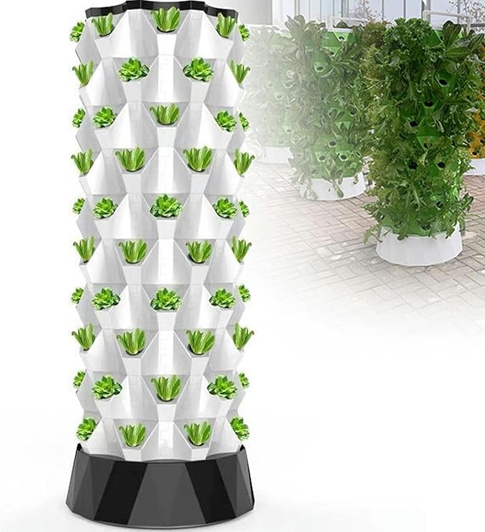 Hydroponics Tower - Hydroponics Growing System for Indoor Herbs Fruits and Vegetables - Aeroponic Tower with Hydrating Pump Timer Adapter Seeding Bed  Net Pots/1pc