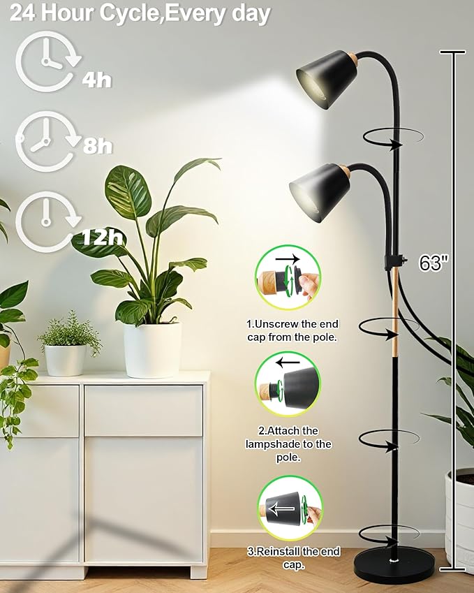 Standing Plant Grow Light LED Growing Light Full Spectrum for Indoor Plants4/8/12H Timer 10-Level BrightnessFlow Grow Light for Tall Large Indoor Plants