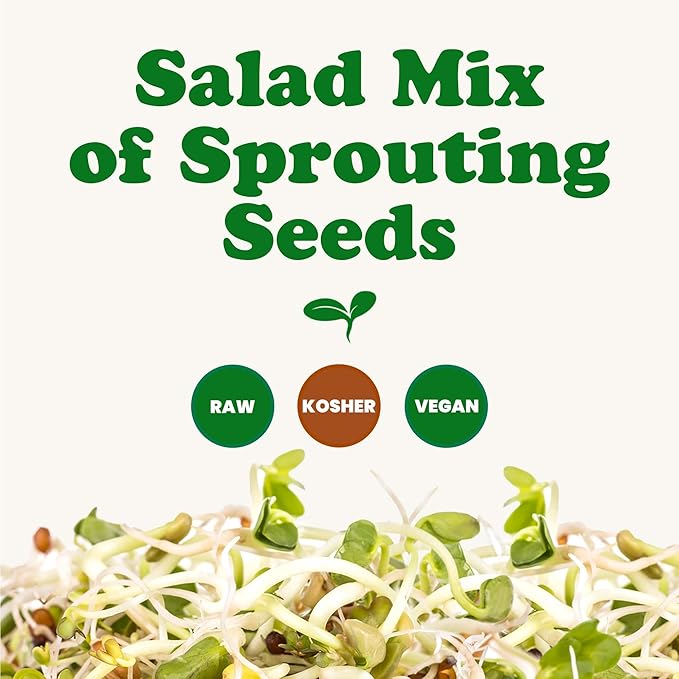 Food to Live - Salad Mix of Sprouting Seeds 5 Pounds Broccoli Clover Radish Alfalfa Kosher Raw Vegan