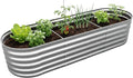 Relaxdays Raised Bed Galvanised Metal for Flowers Plants &amp Vegetables HBT: 45 x 200 x 60 cm Oval Plant Bed Silver