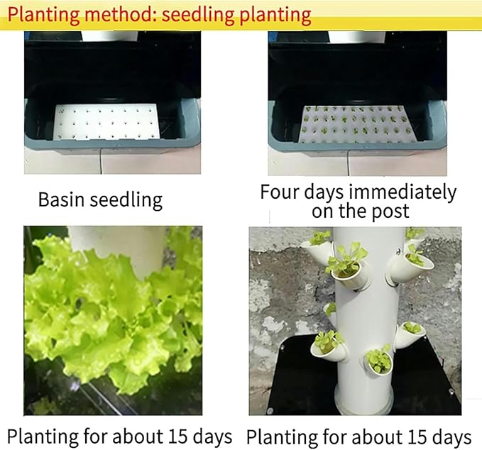 Hydroponic Culture System of Interior Hydroponic Tower 6 -Layer Vertical Culture System and 18 Plant Sites with Pump and Mobile Water Tank Adapter Planting Bed