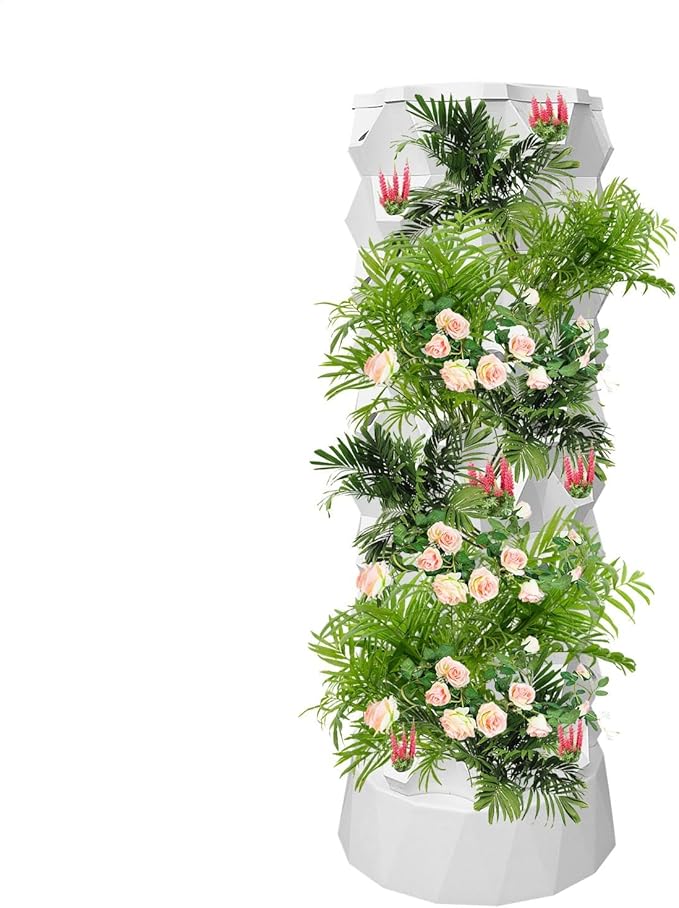 Lettuce Grow Tower - 80 Slots Hydroponic Planter - Vertical Vegetable Planting Towers with Water Pump for Indoor Outdoor Use