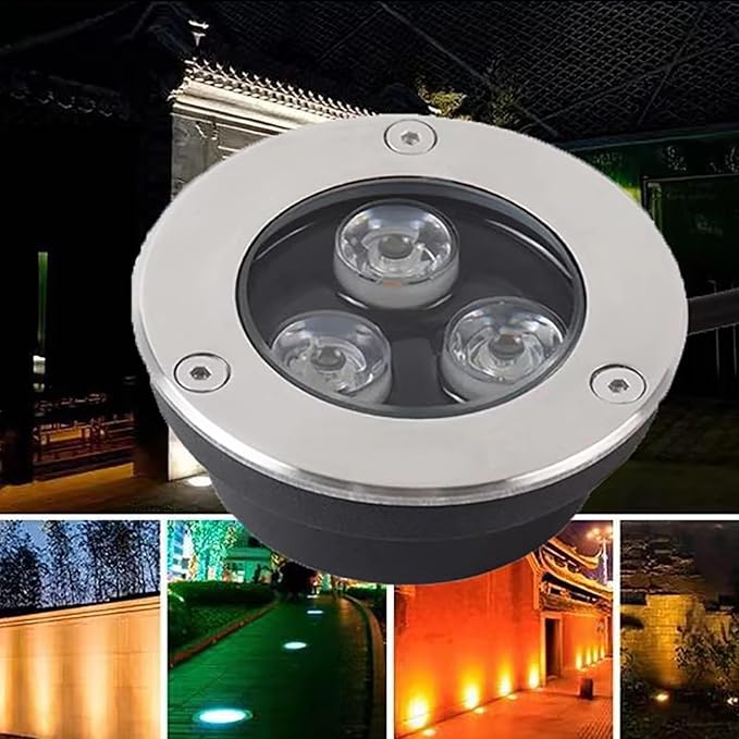 Outdoor Landscape Lights - IP67 Waterproof Ultra-Thin Recessed Spotlight 12V Low Voltage Round Garden Floor Lamp LED (Yellow 12W Warm White 5W)