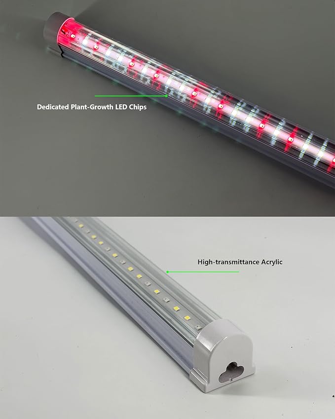LED Grow Lights 12W Plant Full Spectrum Light 2.95FT Integrated FixtureT8 Light Tube 4-Pack