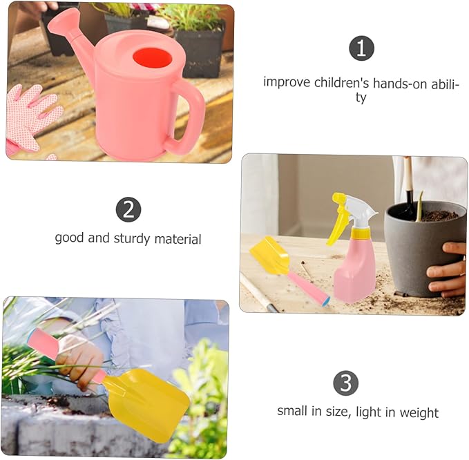 DECHOUS 1set Boys and Girls Gardening Tools Set Garden Kit Rake Shovel Watering Can Gloves Apron and Tote Bag for Outdoor Fun and Skill Development