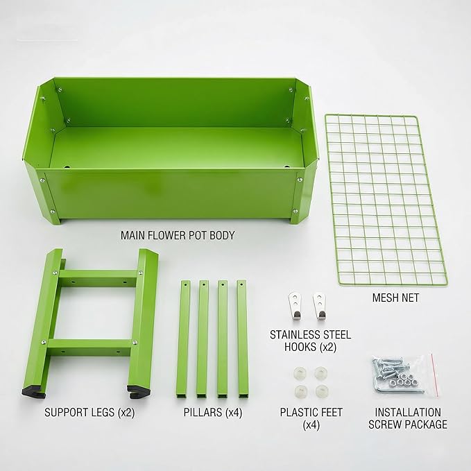 Raised Garden Bed with Legs 32×14×32 in Metal Elevated Raised Planter Box with Storage Rack &amp Drainage Holes for Backyard Patio Balcony 200 lb Capacity - Green