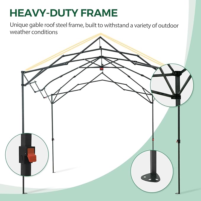 8x8 Pop Up Greenhouse Instant Walk in Green House with PE Cover Power Ports Roll up Doors &amp Windows for Indoor Outdoor Plant Growing Green