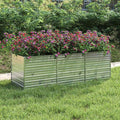 Large Garden Raised Bed Silver Galvanized Steel Planter Box for Outdoor Plants 94.5x31.5x30.3 Inch Rectangular Raised Bed for Gardening Modern Aesthetic