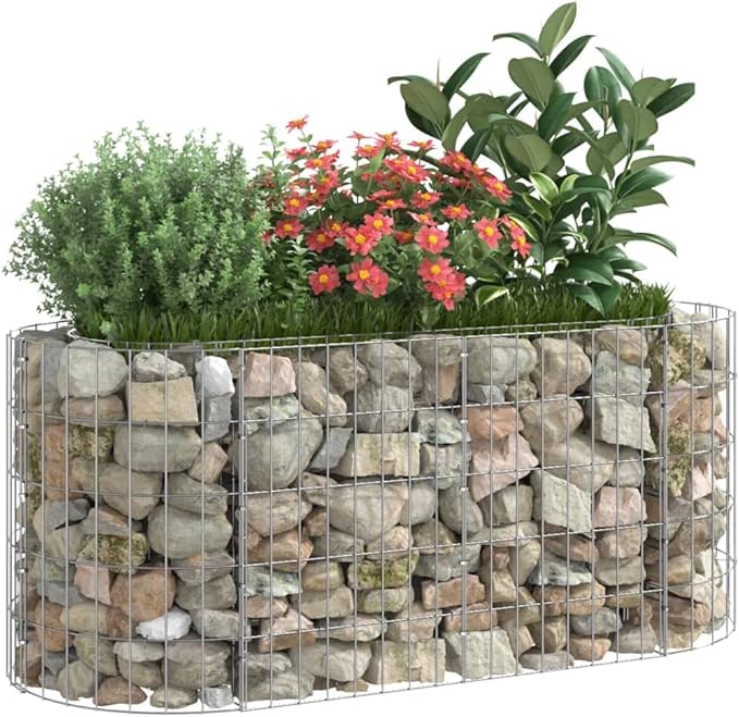 Gabion Raised Bed Gabion Cages Basket Steel Woven Gabion Net Garden Plant Above Ground Garden Boxes Outdoor Garden Galvanized Planters Metal Trough 47.2x19.7x19.7