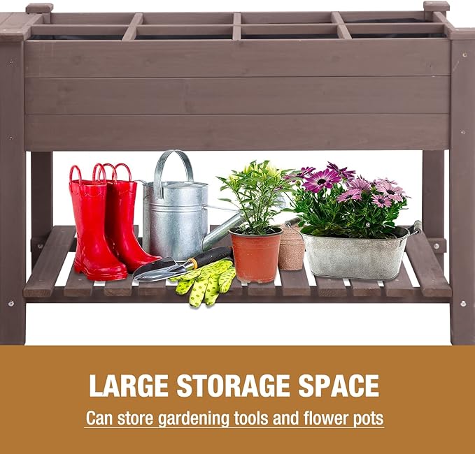 GUTINNEEN Raised Garden Bed Mobile Outdoor Planter Box with Legs for Vegetables Flower Herb Large Storage Garden Box on Wheels