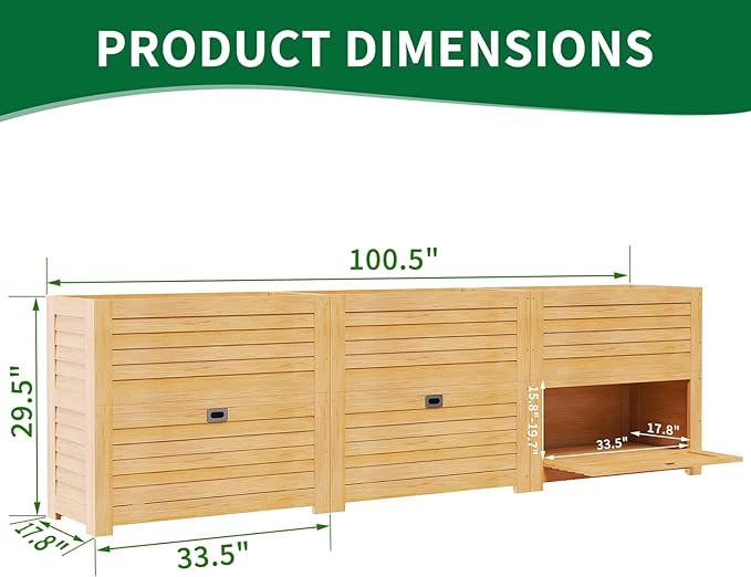 Raised Garden Bed with Extra Storage Compartments Outdoor 34 x 18 x 30 Wood Elevated Garden Box Wooden Planter Box for Herbs Vegetables Flowers Backyard Patio Balcony