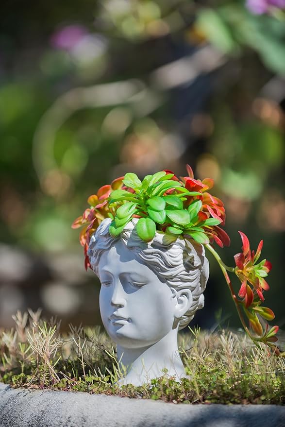 Cement Head Planter Indoor Outdoor Home GDecor D6 x 9