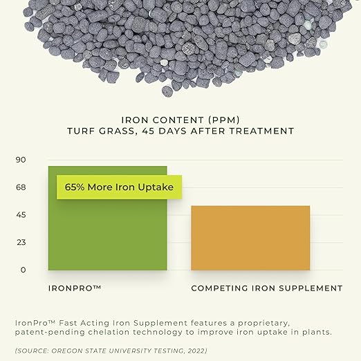 Earth Science IronPro Fast Acting Lawn Garden Iron Supplement–5 lb–Deep Green Results for Grass Flowers Vegetables &amp Shrubs Non-Staining &amp Non-Burning Easy Apply Formula Covers 1600 Sq.