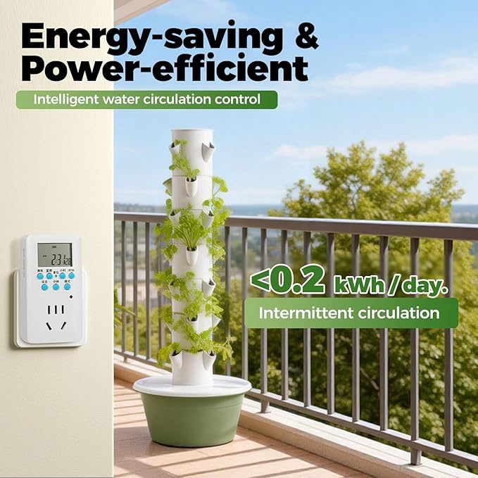 Garden Hydroponic Grow 9 Tier 36 Plants Smart Timing 30L Water Tank Hydroponic Growing System Kit Save Water &amp Electricity for HerbsVegetablesFruitsTomato Green-IndoorWithLEDLight