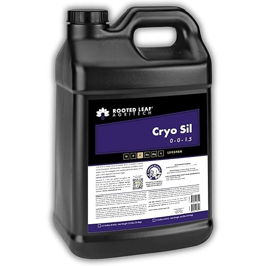 Cryo SIL - Silica Fertilizer for Plants Derived from Natural Sand with Plant Based Organic Acids hydroponics Soil/Coco/peat foliar Spray - 2.5 Gallon