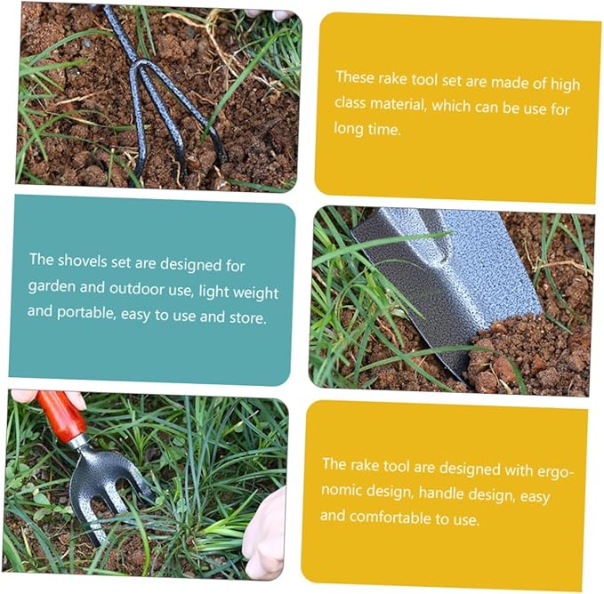 DOITOOL Multipurpose Garden Tool with Shovel Hoe and Rake for Flower and Vegetable Planting Outdoor Gardening Tools for Easy Digging and Soil Cultivation