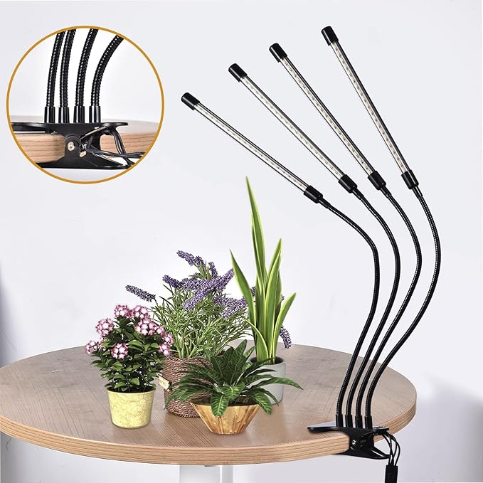 Plant Lights for Indoor Growing - Clamp-on Plant Grow Light Indoor Plant Lamp Lights Full with 4 Heads 80LEDs for Greenhouse Gardening(U.s. Regulations)