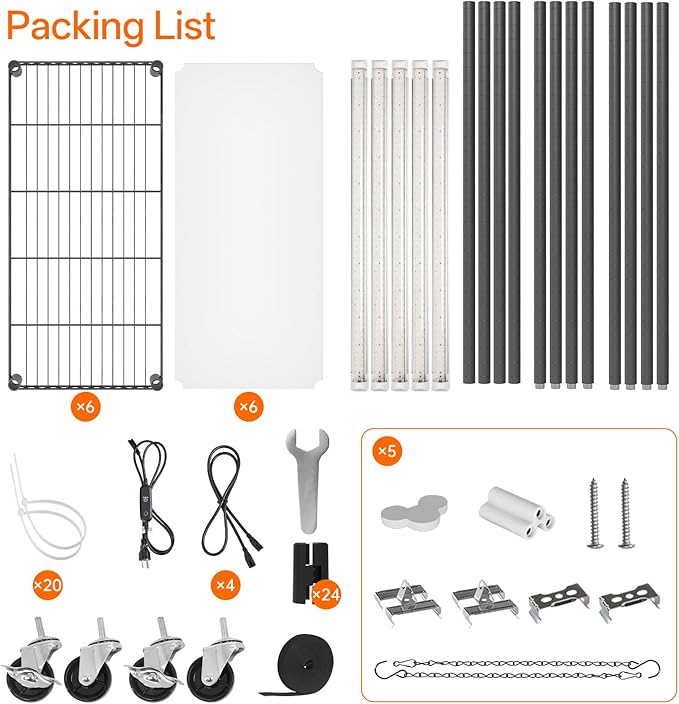 Bstrip Plant Shelf with Grow Light with Timer Metal Plant Stand with Adjustable Rack and Wheels 4 Pack 24W Full Spectrum Grow Light Strip for Indoor Plants Seed Starting 35.4x13.8x59