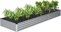 Raised Garden Bed 12x4x1FT Galvanized Raised Garden Bed Kit Vegetable Boxes-Rectangle Metal Flower Box Large Planter Raised Beds Outdoor Garden for VegetableFlower(Sliver)