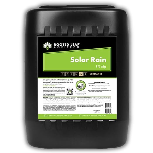 Solar Rain - Carbon Based Magnesium Foliar Spray Concentrate Nutrients That are 100% Bioavailable for Garden Vegetables Grass Cactus Lawns Potted Trees Bamboo - 5 Gallon