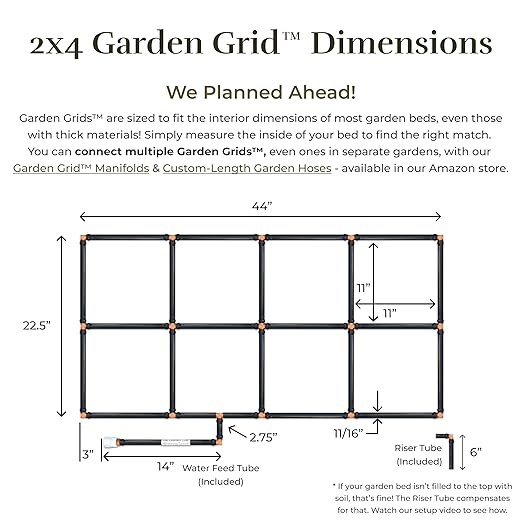 Garden Grid Watering System 2x4 | Drip Irrigation System for Garden Beds - But Better | Pre-Assembled Waters Every Plant 1-Minute Setup Lasts 5-10x Longer Than Drip | USA-Made Quality | 22.5x44