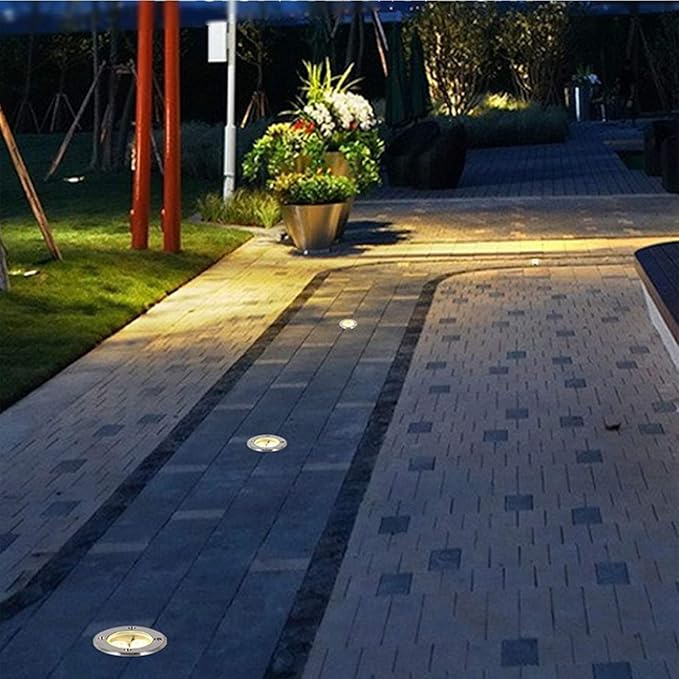 4PCS Landscape Lights - 5W Outdoor Buried Lights Round Garden Floor Lamp IP67 Waterproof Spotlight LED Path Light Walkover Outdoor Decorative LED Spotlights(White12V)