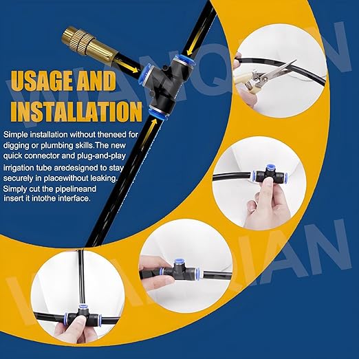 Automatic Drip Irrigation System Automatic Irrigation Equipment Set Automatic Drip Irrigation Kit Suitable for 1/2 and 3/4 Faucets Full Coverage Smart Timer 1Sec - 300 Min 30m+Controller