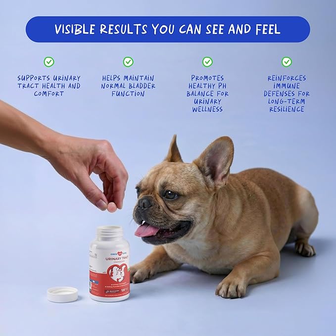Cranberry Supplement for Dogs – Supports Urinary Tract &amp Bladder Wellness – Natural Chewable Tablets