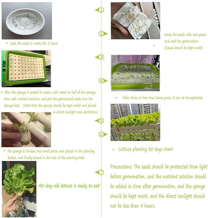 System Hydroponic PVC Tubes Hydroponic Culture System 36 Holes Large Grid Planting Basket Suitable for Beginners with Water Tank