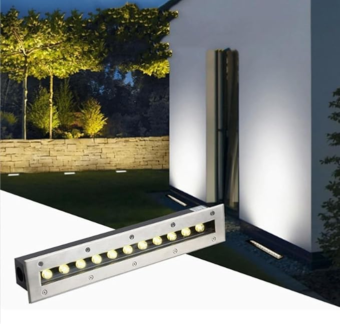 Outdoor Buried Lamp Ground LED Landscape Lights IP65 Waterproof Ultra-Thin LED Spotlight AC85-265V Stainless Steel Long Strip Wall Lights for Garden Driveway Bridge(Yellow18W)