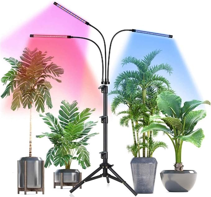 LED Full Spectrum Growing Lamps with Tripod Dimmable Timing Greenhouse Flower Adjustable Plant Grow Lights with Remote Control60w