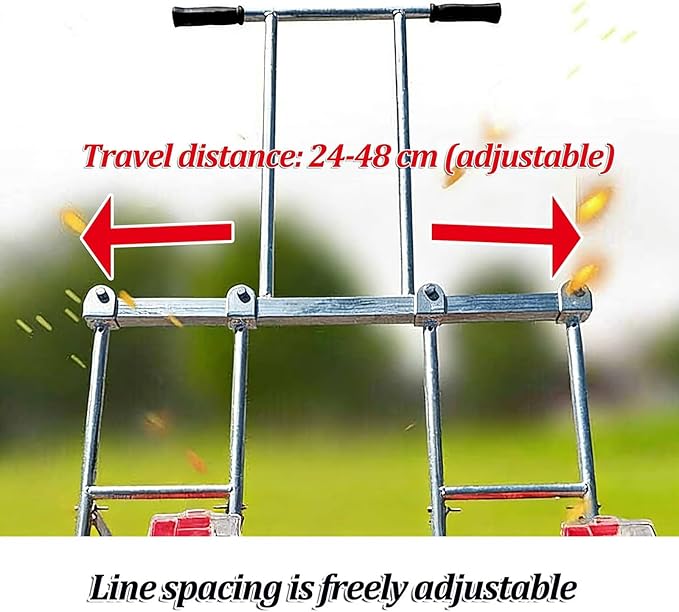 Garden Push Seeder Handheld Roller Seeding Machine Two-Wheeled Precision Manual Roller Seeding Machine with 12 Nozzles Depth Adjustment