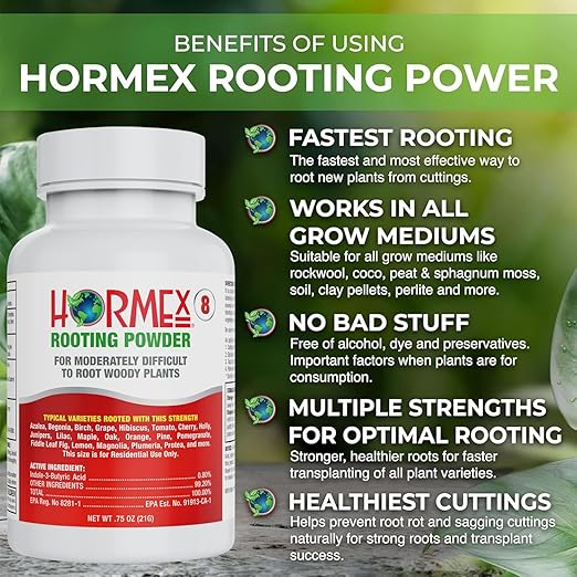 Hormex Rooting Powder #8 &amp Rooting Cubes Combo - Rooting Hormone for Semi-Hardwood Cuttings &amp Organic Peat Moss Coco Plugs - Fast Healthy Root Growth for Propagation Hydroponics &amp Seed