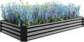 LANOVAGEAR Raised Garden Bed Kit - Metal Raised Bed Garden 7.6x3.7x0.98ft for Flower Planters Vegetables Herb (Black)