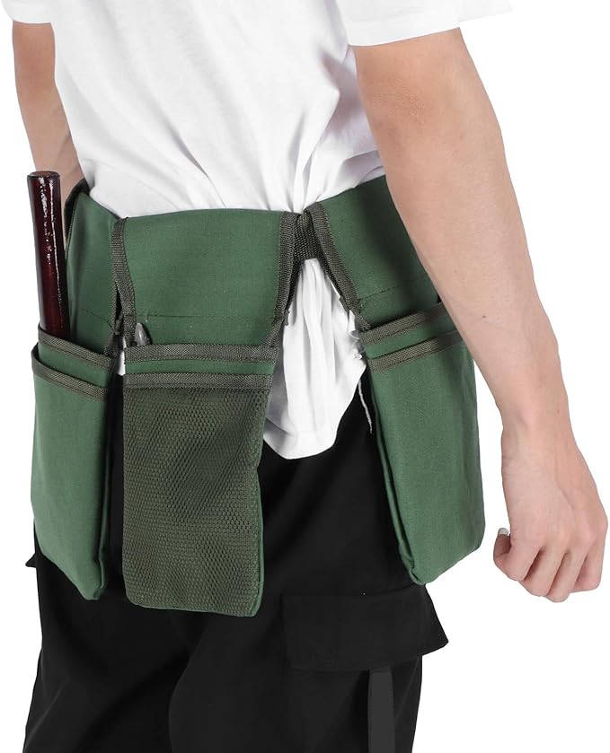Gardening Tools Set with Green Waist Bag Plant Support Clips and Adjustable Cable Ties Kit sturdy Canvas Material for Professional Gardeners