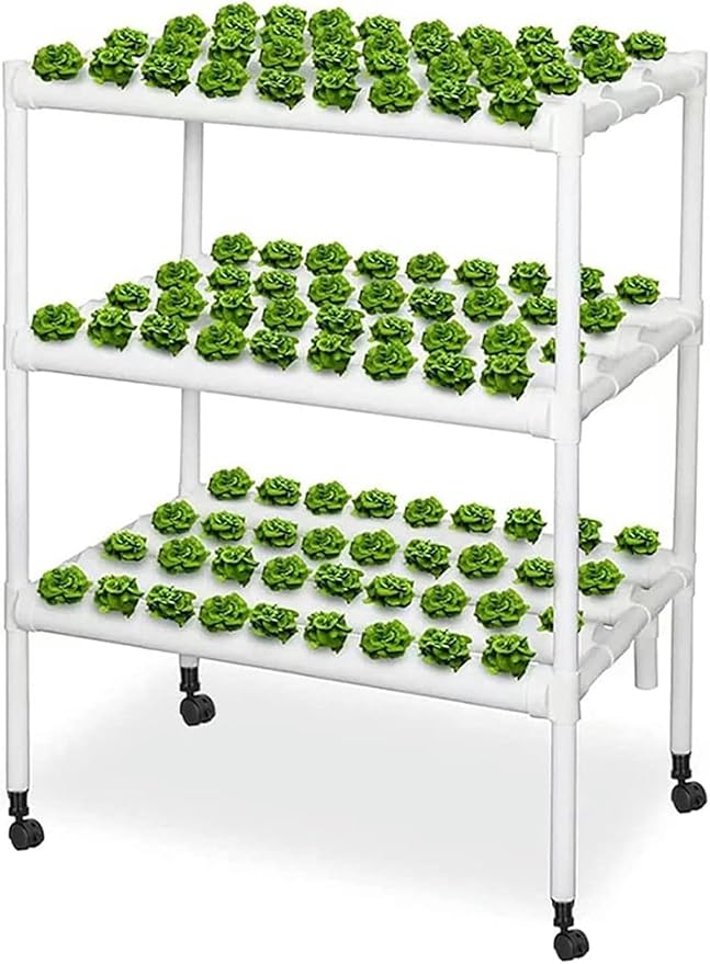 Hydroponic Grow Kit Hydroponics Growing System 3 Layers 108 Plant Sites Food-Grade PVC-U Pipes Hydroponic Planting Equipment with Water Pump Gift for Gardening Lover