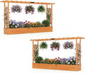 Giantex Wooden Raised Garden Bed with Trellis &amp Hanging Roof 2 Pack Fir Wood Planter Box 45” Freestanding Elevated Garden Bed for Outdoor Climbing Plants Vegetables Flowers Patio &amp Balcony