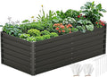 DWVO 6 x 3 x 2 FT Raised Garden Bed Kit Outdoor Galvanized Flower Bed with Gloves Large Metal Planter Box for Vegetables Flowers Herbs Fruits Black