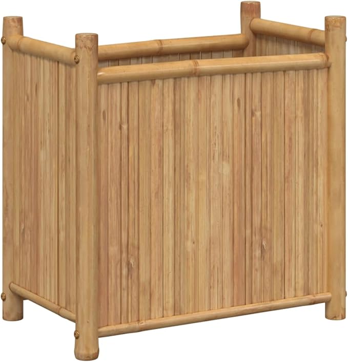 Bamboo Planter Box - Large Raised Bed for Plants Vegetables Herbs and Flowers - Durable Natural and Decorative