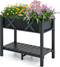 Giantex HIPS Raised Garden Bed Elevated Planter Box w/Legs Storage Shelf Drainage Holes Weather-Proof Standing Raised Beds for Backyard Balcony Flower Vegetable (Black 34 x 18 x 29)