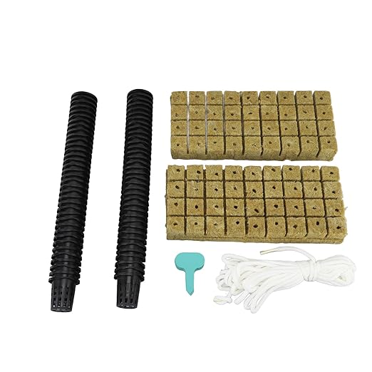 SUNGOOYUE Rockwool Cubes with Net Pots 72 Set Hydroponics Kit 1 Inch Basalt Fiber Grow Cubes and 2 Inch Slotted Mesh Cups for Home Soilless Gardening