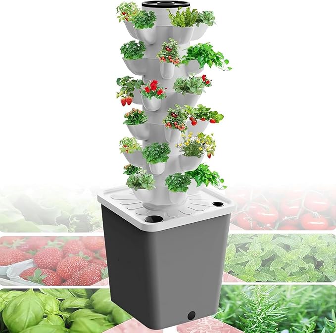 15/20/25/30hole - Plant Hydroponics Tower 3/4/5/6 Floors - Garden Hydroponic Growing Timer for Fruits and VegetablesWhite-20Hole//1pc
