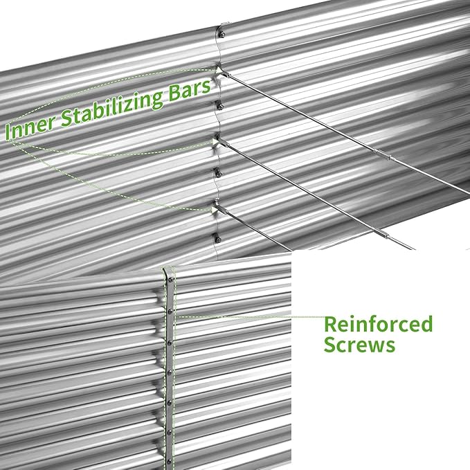 Land Guard 2 Pack 6×3×2 ft Galvanized Metal Raised Garden Bed 2FT Deep Root Elevated Planter Box Steel Large Vegetable Flower Bed Kit Silver