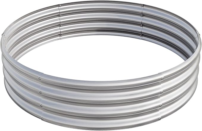 47.24 * 11.4 Tall Round Raised Garedn BedMetal Raised Beds for Vegetables Outdoor GRaised Planter Box Backyard Patio Planter Raised Beds for Flowers Herbs Fruits Silver
