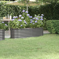 Garden Raised Bed Grey Powder-Coated Steel 59.8 x 15.7 x 14.2 in Flower Pots Drainage Holes Planters Versatile Use Pots Home Decor Planters for Indoor Garden Outdoor Terrace