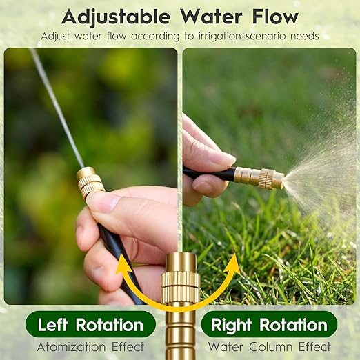 100Ft 360° Adjustable Drip Irrigation System Kit 1/4 Inch PE Tubing with 20 Bendable Nozzles Automatic Garden Watering System for Greenhouse Lawn Raised Bed Flower Bed