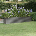 Large Garden Raised Bed - Metal Planters for Outdoor Flower &amp Vegetable Steel Box Durable &amp Powder-Coated Galvanized Gray